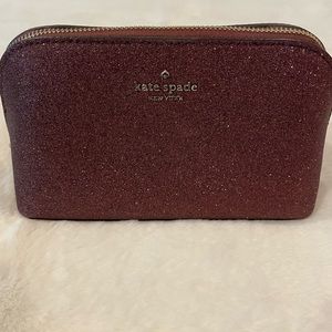 Kate Spade Burgundy Metallic Sparkle Cosmetic Bag